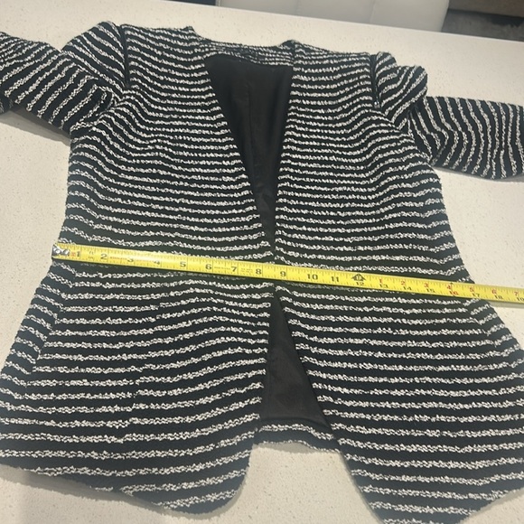 Theory Purposeful Stripe Yaisa Z Jacket Open Front Blazer Black White Women S - Picture 9 of 17